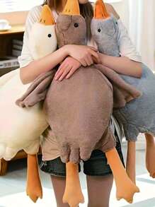 1 Stück weiches Plüsch Ente Stofftier, Weiß/Grau/Braun, Begleittier für Katzen und Hunde, hilft Hunden beim Spielen und Energieaufwand, geeignet für kleine bis mittlere Haustiere (nicht für große Haustiere empfohlen, da sie es zerkauen und beschädigen könnten)