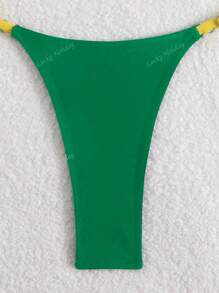 LUCKY HOLIDAY Fashionable Sexy Backless Halter Neck Contrast Color Bikini Swimsuit Set