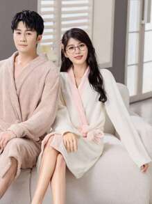 Four Seasons Uniwersalny ręcznik kąpielowy, szlafrok, spódnica kąpielowa z długim rękawem dla dorosłych, chłonny, ładny, szybkoschnący szlafrok domowy dla par, długi szlafrok