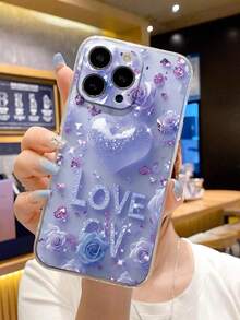 1 个穿孔透明字母、心形、花朵彩绘加厚防震保护手机壳，兼容 16/11/16pro/16plus/16promax/16e/15Promax/13/14/12/XS/XR/7G/8P，兼容三星 Galaxy S25/S25PLUS 防水防摔防刮 - 彩色 - 查看 4