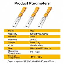 Kodak 柯达 USB2.0 闪存盘金属 U 盘 32GB 64GB 128GB 高速 USB 存储盘迷你皮革钥匙挂绳 USB 记忆棒适用于 PC 台式机笔记本电脑 - 銀色 - 查看 6