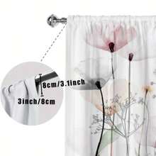 2 pièces Rideaux transparents style luxe couleur claire motif fleur - Conception à passants idéale pour plus d'intimité et une installation facile - Parfait pour la décoration du salon et de la chambre à coucher, lavable en machine