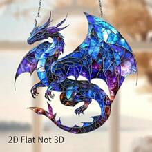 Flying Dragon Stained Glass Suncatcher - Round Acrylic Window Hanging Catcher For All Seasons, Indoor & Outdoor Decor, Wreath & Home Decor, Garden & Office Decoration, Magical Birthday Gift For Friends - Style 1 - View 2