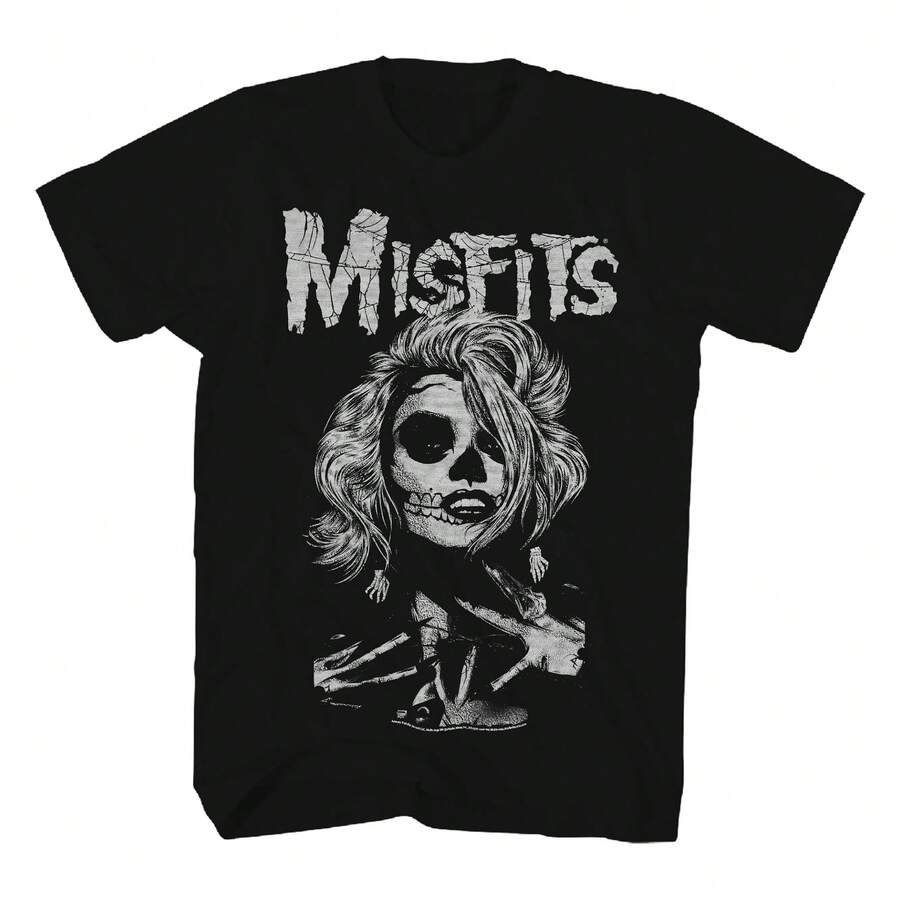 Misfits Band T Shirt Web Woman Adult Black Short Sleeve American Punk Rock Music Graphic-Tees Comfortable SweatsTees, Suitable For Daily Wear, Parties Or Outdoor Activities. - màu đen - Xem 1