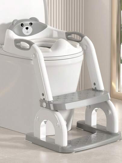 1pc Children's Panda Ladder-Type Toilet Seat, Potty Training Toilet Seat With Footstool For Boys/Girls