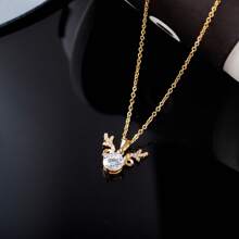 1pc Titanium Steel Micro-Inlay Zirconia Deer Antler Pendant Necklace, Suitable For Daily Wear, Best Gift Choice For Women Jewelry