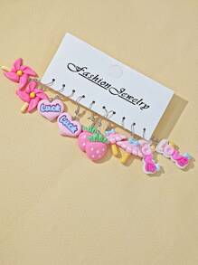 10pcs/30pcs Cross-Border New Dopamine Imitation Vegetable Series Resin Earring Set, Funny & Cute Pumpkin Ginger Eggplant Pea Peanut Earrings Pendants, Women Jewelry