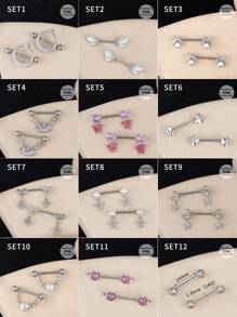 2pcs/Set Cute Sexy Heart Rhinestone Nipple Rings Nipple Nails Stainless Steel Faux Pearl Nipple Rings Bow Moon Star Nipple Stud Ball Pink Butterfly Nipple Barbell Rings Clover Nipple Piercing Jewelry For Women & Men For Dating Party Valentine Jewelry Valentine Nipple Piercing Jewelry Christmas Halloween Gift Valentine's Day Night Out Social Gatherings Daily Wear
