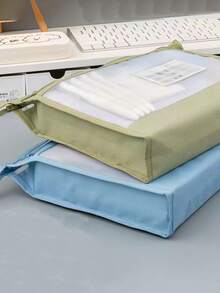 1pc A4 Transparent Mesh File Organizer With Double Zippers - Spacious And Portable Files Storage Bag For School,Office Supplies And Home, Four Colors To Choose From,Back To School,School Supplies - Multicolor - View 4