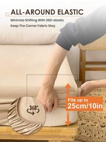 1pc Waterproof, Bedding, Fitted Sheet, Solid Color Mattress Cover, Made Of Modern And Minimalist Fabric, Deep Pocket, Only, Without Pillowcase, Dustproof Non-Slip, For All Season, For Twin, Full, King, Queen Size, Home Textile, Bedding Gifts, For Bedroom, Dormitory, Guest Room, Hotel, Machine Washable
