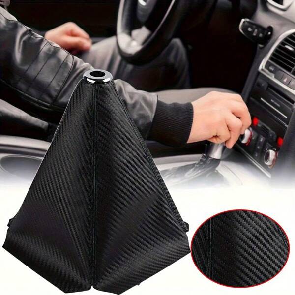 1 pieza Funda de pomo de cambio de marchas de fibra de carbono con línea negra, protege el pomo de cambio y decora el interior del coche, apto para la mayoría de los coches, camiones y SUV de transmisión manual