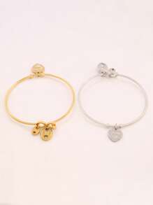 1pc Stainless Steel Ocean Starfish Conch Pendant Bangles Fashion Pearl Heart Pendant Open Bangle Cross Virgin Mary Charms Bangle Bracelet Jewelry