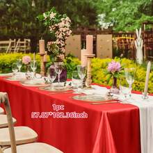 1pc Elegant Pink Satin Tablecloth, Romantic Polyester Rectangle Tablecloth Suitable For Valentine's Day, Wedding, Holiday, Birthday Party, Banquet, Great For Creating A Festive And Sophisticated Atmosphere, Wedding Decoration