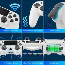 GAMINJA P47 Wireless Game Controller, Compatible With PS4/PS4 Slim/PS4 Pro/PC, Dual Vibration, Speaker, 6-Axis Gyroscope, Headphone Jack, Touchpad