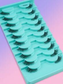 10 Pairs Short Transparent Stem Eyelashes, 3D Faux Mink False Eyelashes Natural Look Lash Extension, Suitable For Girl's Daily Life And Date Wear