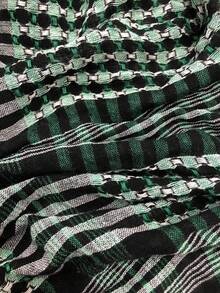 1 pieza Pañuelo de cuello con borlas geométricas en estilo patchwork a cuadros - Multicolor - Ver 3