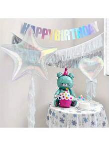 5pcs/Set 18-Inch Rainbow Star Shaped Foil Balloons - Transparent Pastel Colors, Suitable For Valentine's Day, Wedding, Birthday, Anniversary And Party Decoration, Celebration Events | Rainbow Decorations | Reflective Surface, Birthday Balloons