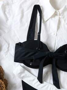 Nuovo arrivo Stile europeo e americano Set bikini in colore unito sexy a contrasto, adatto per vacanze
