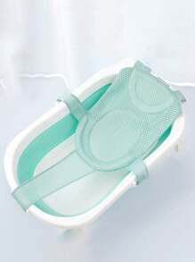 1 pieza Red de baño en forma de T con 5 hebillas, soporte de baño transpirable y antideslizante para bebé de 0 a 18 meses. Apto para la mayoría de bañeras. Nuestra red de baño también se puede usar como flotador para bebé en Navidad, Halloween, Acción de Gracias para asegurar un baño  y alegre de su bebé.