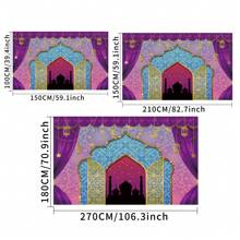1pc Arabian Nights Magic Genie Theme Photography Backdrops Golden Glitter Bollywood Princess Sweet 16 Party Banner 59.1*39.4/82.7*59.1/106.3*70.9 Inches Moroccan Birthday Indoor Outdoor Photo Background Newborn Shower Decoration Supplies