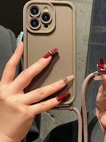 Lanyard New Soft Silicone Carved Texture Phone Case With Handmade Woven Wristband Strap, Anti-Drop Protective Cover Compatible With IPhone 16/16 Pro/16 Pro Max/16 Plus, IPhone 15 Pro Max, IPhone 13, IPhone 14 Plus, Crossbody Personalised Fashionable Waterproof Shockproof Scratch Resistant - Multicolor - View 3