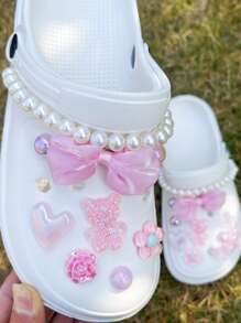 18 sztuk zawieszek DIY ozdoba sandałowa, zawiera łańcuszek ze sztucznych pereł, satynową kokardę, kolorowe klipsy niedźwiedzia - wspaniały prezent świąteczny