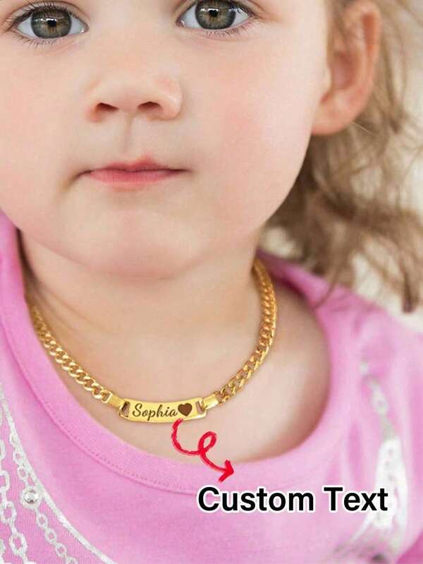 1pc Personalized Name Child Necklace, & Thanksgiving Gift Back To School Gift Ideas Boy Girl Valentine's Day Multi-Functional, Ornamental, Engraved Exquisite, Stylish, Baby Fashion, Tidy, Colorful, Modern, Cute Kawaii Adorable Custom