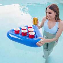 1 pieza Portavaso inflable triangular con 6 huecos, flotador para bebidas, juego de agua para fiestas, actividad divertida, sin necesidad de electricidad, apto para despedidas de soltera, cumpleaños, aniversarios
