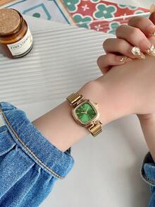 1 件女孩简约而优雅的金色表盘石英竹带手表，适合生日、精致手表和休闲、小众、轻奢、精致钢带石英表 - 均碼 - 查看 15