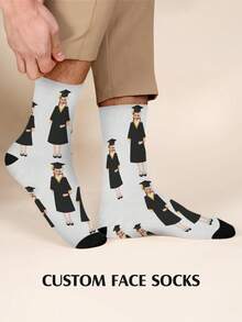 1 Pair Customized Graduation Socks, Customized Photo Socks, Customized Printed Socks, Customized Image Socks, Graduation Gift, Anniversary Gift, Valentine's Day Gift, Birthday Gift, Wedding Gift, Mother's Day Gift, Father's Day Gift, Gift For Best Friend, Gift For Parents, Gift For Girlfriend/Boyfriend, Gift For Her/Him - Multicolor - View 3