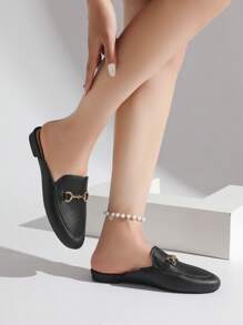 2025 New Metal Buckle Fashionable Solid Color Dress Shoes & Mules