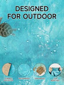 SHENG CHUN 1pc Personalized Ocean Animal Print Beach Blanket, Comes With Drawstring Carry Bag, Multiple Sizes, Suitable For Group Gatherings & Family Vacations, Essential For Beaches, Lawns, Foldable, Moisture-Proof, Waterproof, Non-Stick Sand, Outdoor Camping Mat, Portable Picnic Rug Summer Travel,Vacation Holiday Bathroom Decor Beach Essentials