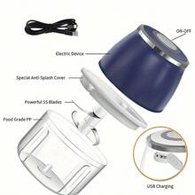 1pc, Multifunctional Electric Garlic Chopper And Food Processor - Wireless Meat Grinder, Vegetable Cutter, And Fruit Crusher - Perfect For Garlic, Chilli, Onion, Celery, Ginger, And More - Kitchen Gadget With Easy Operation And Quick Results - White - View 6