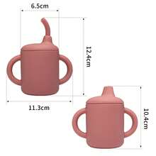 1 pezzo Tazza con beccuccio in silicone per bambini con doppio coperchio e manico, bottiglia d'acqua portatile multifunzione, set di tazze con beccuccio per l'alimentazione e lo stoccaggio di liquidi per bambini