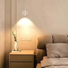 1 件 LED 可充电壁灯、磁性聚光灯、绘画灯、小夜灯、床头阅读灯、护眼卧室小夜灯、可调光、无线无需钻孔、360° 可旋转触摸控制、可充电电池