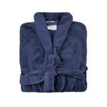 Adult Microfiber Bathrobe Soft Velvety Touch Cozy Winter Very Warm - Navy Blue - View 1