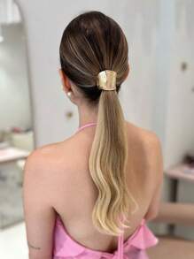 2pcs/1pc Metal Geometric Elastic Headband, Charming And Dark Style, Luxury Women Ponytail Holder, Ponytail Headband Headband, Metal Headband, Modern Ponytail Set, Gold Minimalist Hairpin, Hair Accessories, Wedding Headband, Gift For Her, Suitable For Women, Long Hair Men Can Also Look Elegant And Noble,Suit For Makeup,Travel,Workout,Gym,Swiming