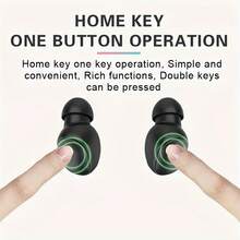 无线耳塞，黑色商务风格，入耳式无线耳机带充电盒，无线，电容式麦克风，降噪，音量控制，适用于手机使用的无线耳机迷你音乐耳塞 - 黑色 - 查看 5