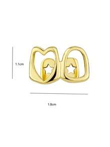1Pc14k Copper Hollow Heart Cutout Clip-On Tooth Jewelry, Y2K Grillz Valentines