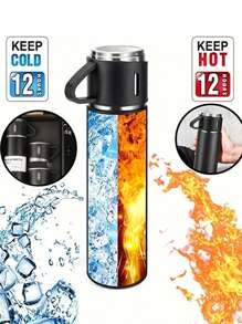 1 pièce Set de Bouteille, Corps de Tasse en Acier Inoxydable, Thé Café Lait Boisson Conservation de Chaleur et de Froid, Matériau Extérieur Givré Confortable, Multi-Tasse Set avec Boîte Cadeau, Le Meilleur Choix pour Profiter de Boissons Chaudes n'Importe Quand et Partout, 1 Tasse avec 3 Couvercles, Cadeau Essentiel à Envoyer à la Famille ou aux Amis, Équipement Scolaire Cadeau de Remise des Diplômes, Tasse d'Eau de Sport Extérieur