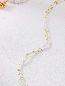 4pcs Bohemian Beach Waist Chain, Handmade Beaded Elastic Rope, Starfish & Rice Bead Multi-Layer Body Jewelry Chain - Multicolor - View 8