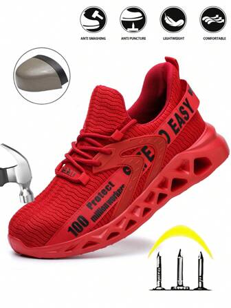 UMBURLLY Men's Steel Toe Shoes Anti-Smashing Anti-Puncture Breathable Soft Leather Upper Flexible Sole Work Boots For Construction Factory Workshop