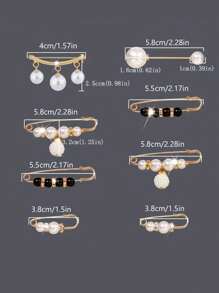 6/8/12pcs/Set Faux Pearl Safety Pins Set, Waist Clips For Pants, Shirts & Dress To Prevent Exposure