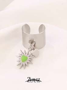 1pc Fashionable Stainless Steel Dripping Heart Pendant Ring, Wide Open Women's Ring, Jewelry Gift, Suitable For Daily Wear - Ring - View 17