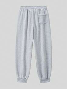 Versatile Outdoor Sports Everyday Wear Casual Pants With Adjustable Drawstring Waist Design Women's Solid Color Travel Leggings For Casual Sports And Fitness - 淺灰色 - 查看 4