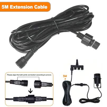 5M/ 16.5 Ft Extension Cable For Christmas Lights, 2 Pin Connector IP65 Waterproof Outdoor Indoor String Lights Extension Lead Cord For Garden Spike Lights Outdoor Spotlights