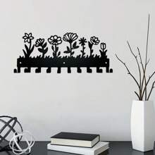 1pc Metal Wall Mounted Hanger Rack,Plants And Flowers Design Modern Decorative Coat Rack, Wall Hanging Storage Rack Hook, Home Bedroom Wall Decor Aesthetic Room Decor,Christmas
