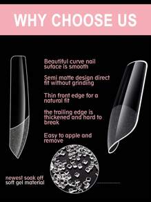 600pcs Full Cover Short Almond Square Stiletto Oval Coffin Half Matte Acrylic Clear Fake Nails Soft Gel Tips 12 Sizes Quick Extension For Women And Girls Manicure Salon And Home Use