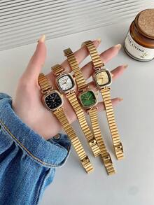 1 件女孩简约而优雅的金色表盘石英竹带手表，适合生日、精致手表和休闲、小众、轻奢、精致钢带石英表 - 均碼 - 查看 7