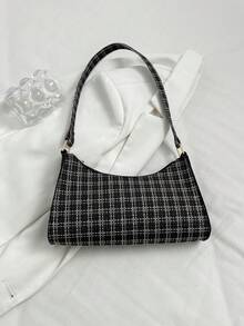 Solid Color Embossed Geometric Shoulder Bag, Zipper Underarm Women's Shoulder Bag, Fashion Retro Zipper Bag, Casual Waterproof Handbag For Teen Girls, Women, College Students, Rookies & White-Collar Workers, Perfect For Office, Work, Business, Commute, Best Work Bag For Women - Black - View 7